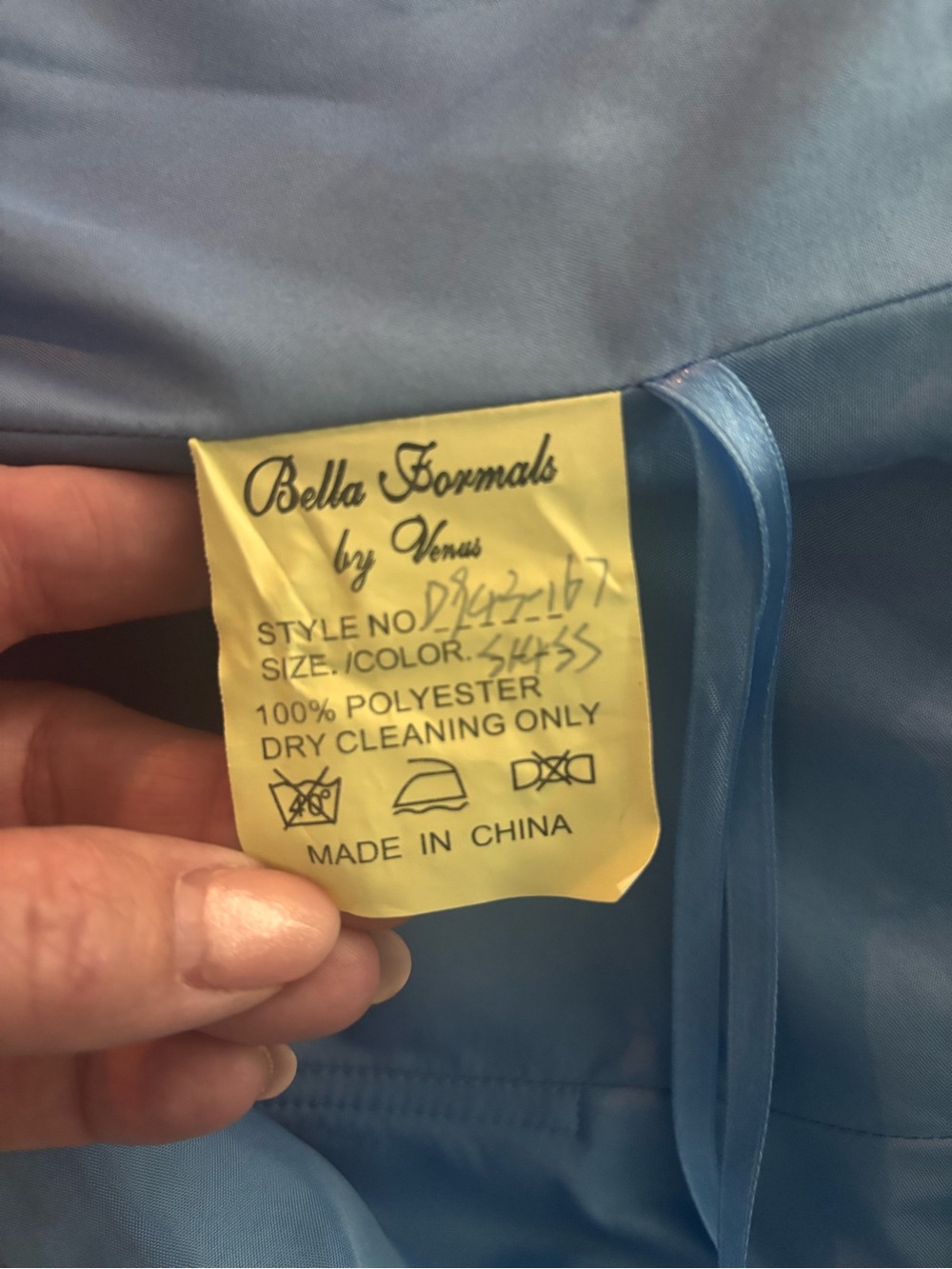 Elegant Light Blue A-Line Dress with Brown Embroidery - Picture 4 of 4